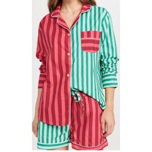 Printfresh Red and Green Striped Pajama Set